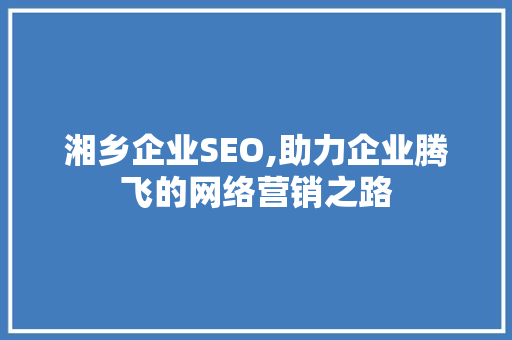 湘乡企业SEO,助力企业腾飞的网络营销之路