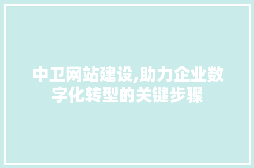 中卫网站建设,助力企业数字化转型的关键步骤
