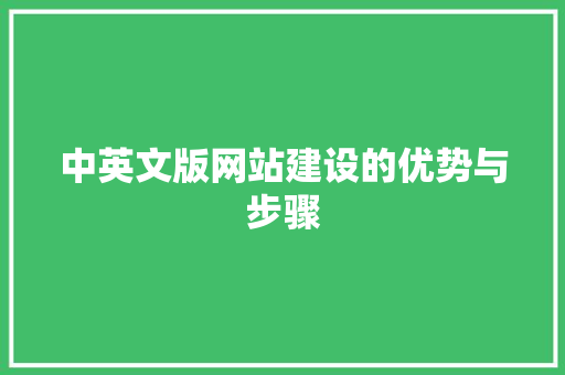 中英文版网站建设的优势与步骤  第1张
