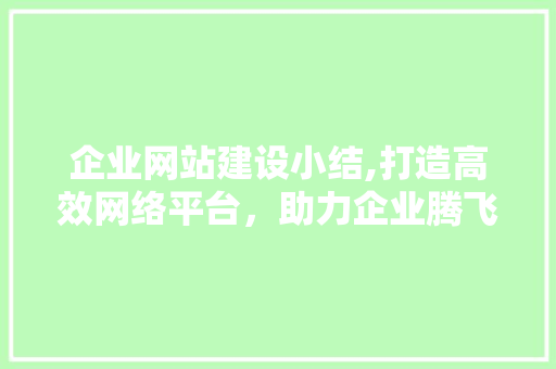 企业网站建设小结,打造高效网络平台，助力企业腾飞  第1张