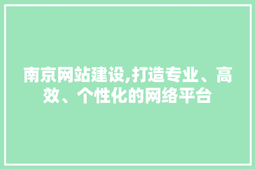 南京网站建设,打造专业、高效、个性化的网络平台  第1张