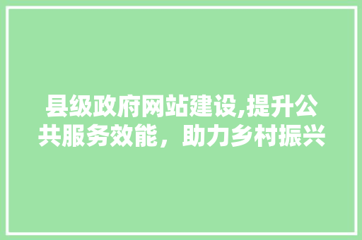 县级政府网站建设,提升公共服务效能，助力乡村振兴