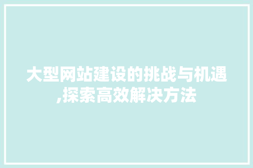 大型网站建设的挑战与机遇,探索高效解决方法