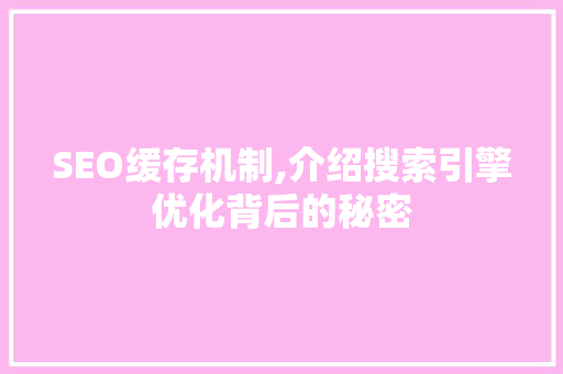 SEO缓存机制,介绍搜索引擎优化背后的秘密