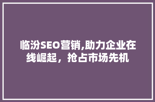 临汾SEO营销,助力企业在线崛起，抢占市场先机  第1张