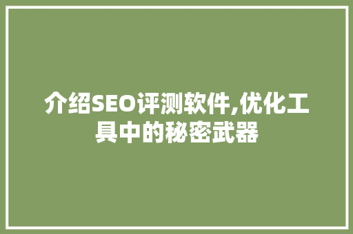 介绍SEO评测软件,优化工具中的秘密武器