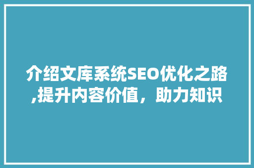 介绍文库系统SEO优化之路,提升内容价值，助力知识传播  第1张