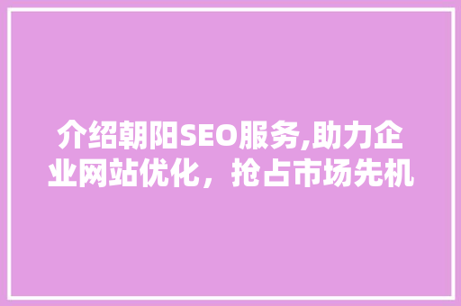 介绍朝阳SEO服务,助力企业网站优化，抢占市场先机