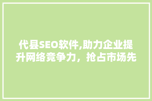 代县SEO软件,助力企业提升网络竞争力，抢占市场先机