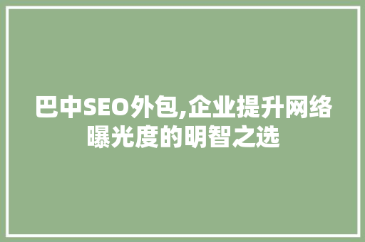 巴中SEO外包,企业提升网络曝光度的明智之选