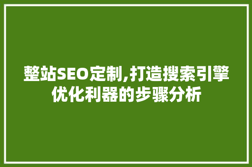整站SEO定制,打造搜索引擎优化利器的步骤分析