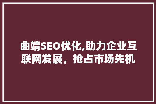 曲靖SEO优化,助力企业互联网发展，抢占市场先机