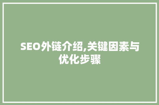SEO外链介绍,关键因素与优化步骤
