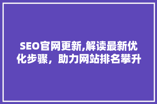 SEO官网更新,解读最新优化步骤，助力网站排名攀升