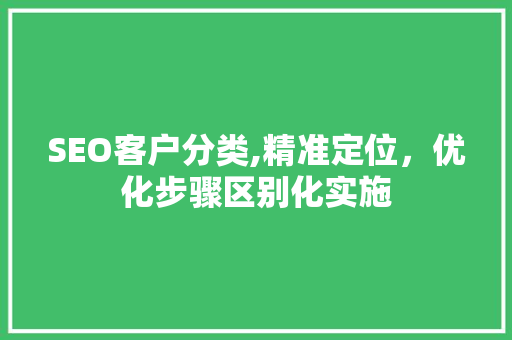 SEO客户分类,精准定位，优化步骤区别化实施