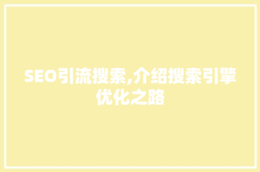 SEO引流搜索,介绍搜索引擎优化之路