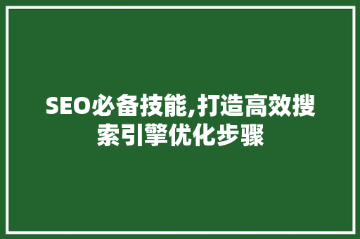 SEO必备技能,打造高效搜索引擎优化步骤