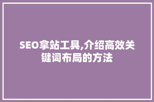SEO拿站工具,介绍高效关键词布局的方法