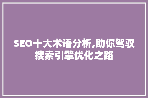 SEO十大术语分析,助你驾驭搜索引擎优化之路