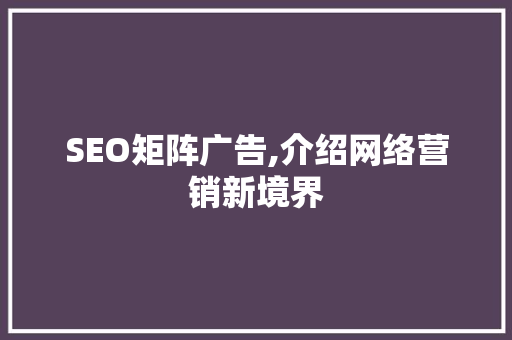 SEO矩阵广告,介绍网络营销新境界