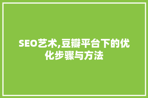 SEO艺术,豆瓣平台下的优化步骤与方法