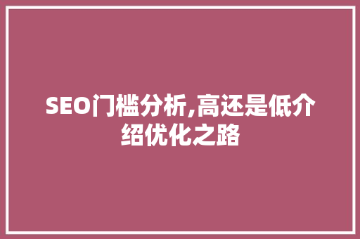 SEO门槛分析,高还是低介绍优化之路