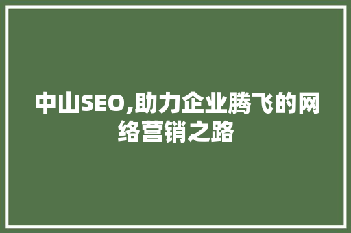 中山SEO,助力企业腾飞的网络营销之路