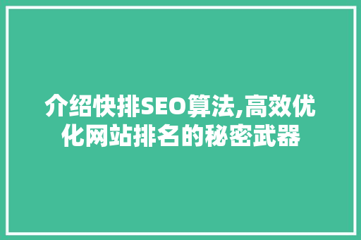介绍快排SEO算法,高效优化网站排名的秘密武器