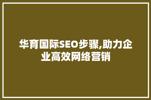 华育国际SEO步骤,助力企业高效网络营销