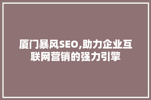 厦门暴风SEO,助力企业互联网营销的强力引擎