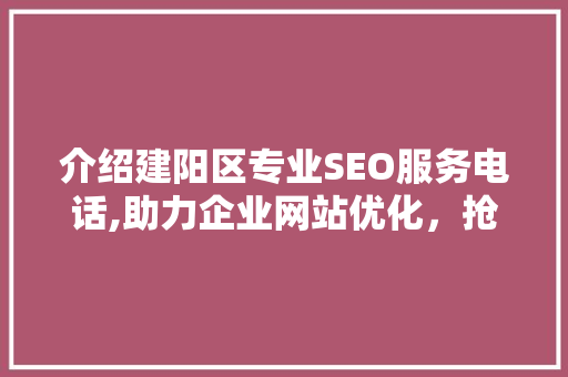 介绍建阳区专业SEO服务电话,助力企业网站优化，抢占网络市场先机