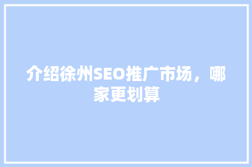 介绍徐州SEO推广市场，哪家更划算