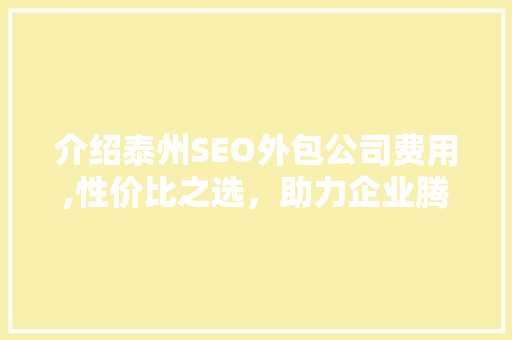 介绍泰州SEO外包公司费用,性价比之选，助力企业腾飞