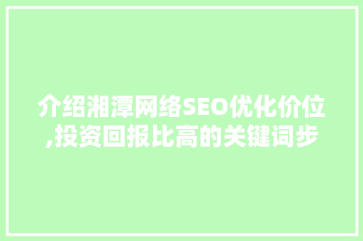介绍湘潭网络SEO优化价位,投资回报比高的关键词步骤