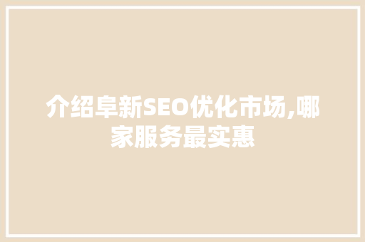 介绍阜新SEO优化市场,哪家服务最实惠
