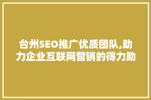台州SEO推广优质团队,助力企业互联网营销的得力助手