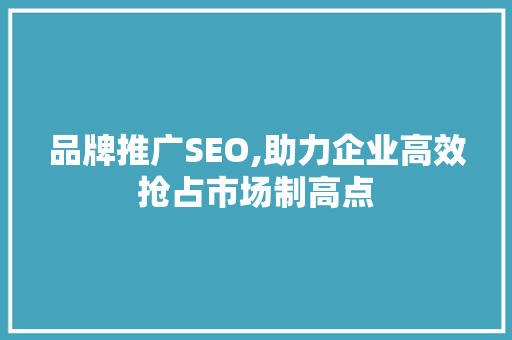 品牌推广SEO,助力企业高效抢占市场制高点  第1张