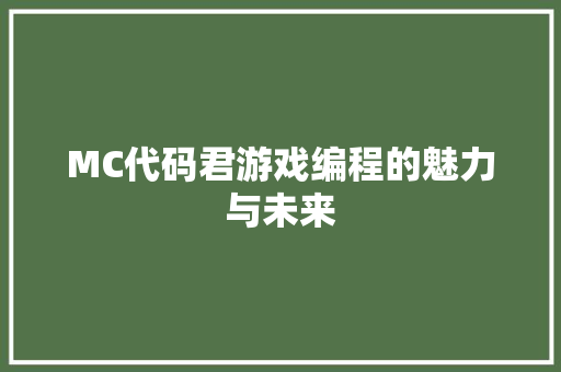 MC代码君游戏编程的魅力与未来