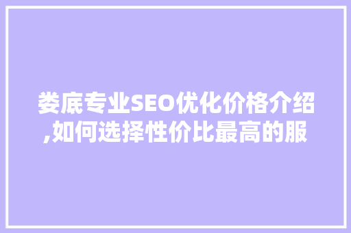 娄底专业SEO优化价格介绍,如何选择性价比最高的服务