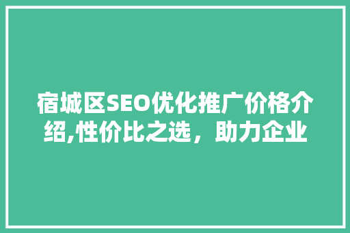宿城区SEO优化推广价格介绍,性价比之选，助力企业腾飞