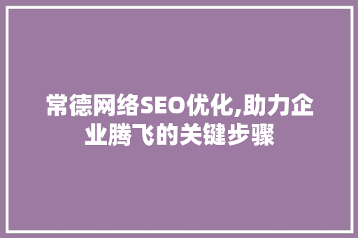 常德网络SEO优化,助力企业腾飞的关键步骤