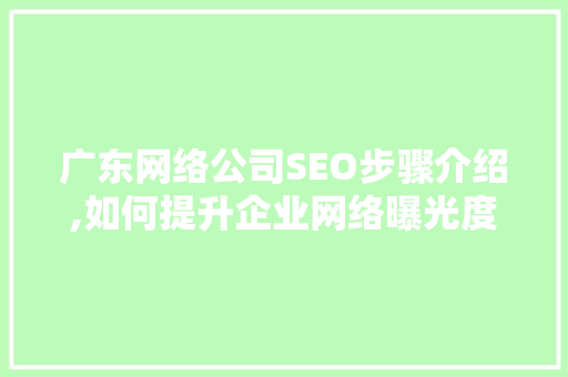 广东网络公司SEO步骤介绍,如何提升企业网络曝光度