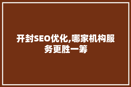 开封SEO优化,哪家机构服务更胜一筹