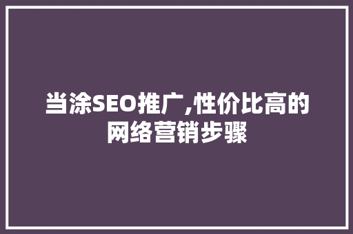 当涂SEO推广,性价比高的网络营销步骤