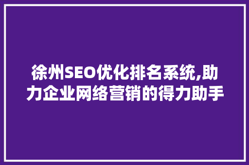 徐州SEO优化排名系统,助力企业网络营销的得力助手