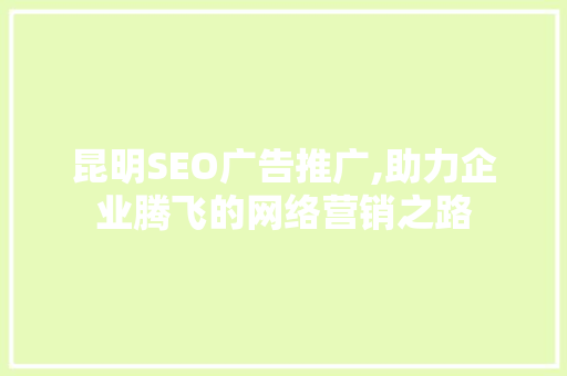 昆明SEO广告推广,助力企业腾飞的网络营销之路  第1张