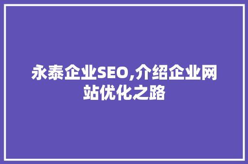 永泰企业SEO,介绍企业网站优化之路