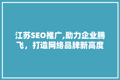 江苏SEO推广,助力企业腾飞，打造网络品牌新高度