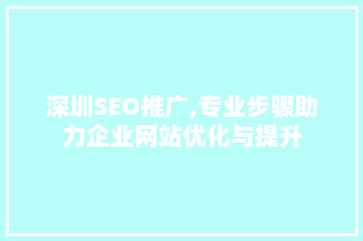 深圳SEO推广,专业步骤助力企业网站优化与提升  第1张
