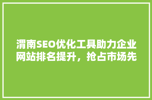 渭南SEO优化工具助力企业网站排名提升，抢占市场先机
